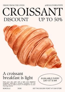 Croissant Discount Poster