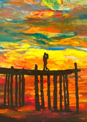 Silhouette Couple Sunset