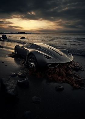 Sports Car on Beach