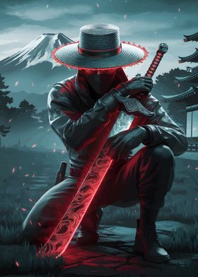 Samurai with Red Sword