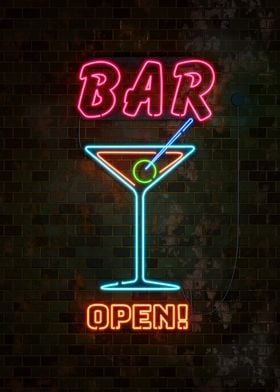 Bar Martini Glass Neon Sign