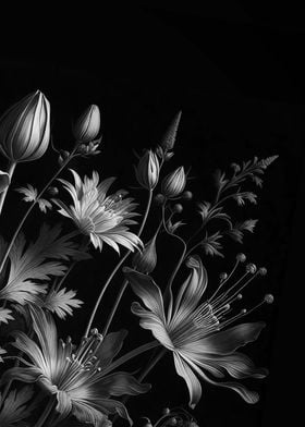 Black and White Floral Still Life no1