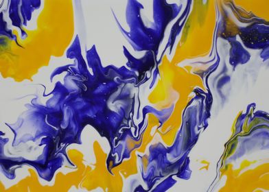 Abstract Swirls in Blue and Yellow