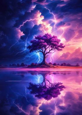 Purple Tree Lightning Storm