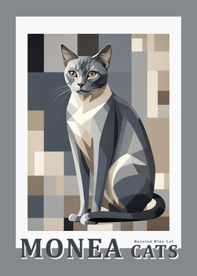 Russian Blue Cat - Abstract Poster