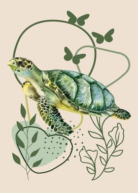 Sea Turtle Watercolor Art