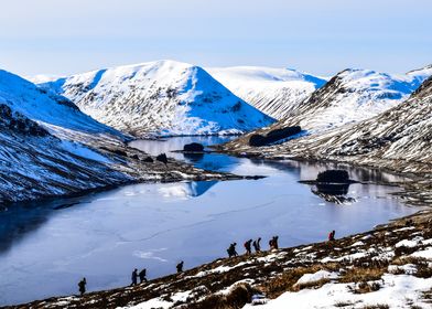 Snowy Mountain Lake Hike Scotland