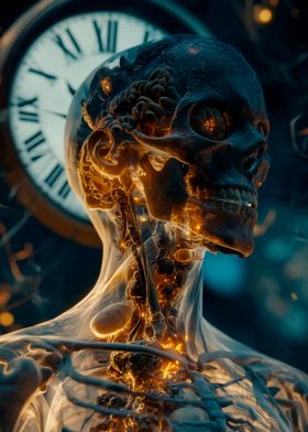 Glowing Skeleton with Clock