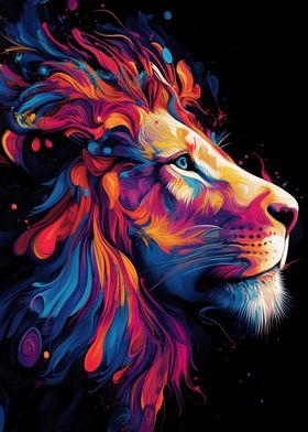 Colorful Lion Portrait