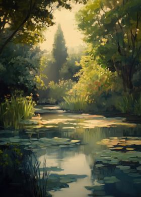 Serene Pond in the Woods