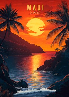 Maui Hawaii Travel Poster 