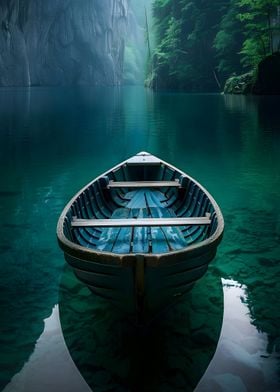 Rowboat on Tranquil Lake