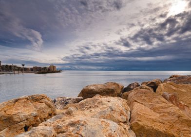 Coastal Rockscape with Cloudy Sky