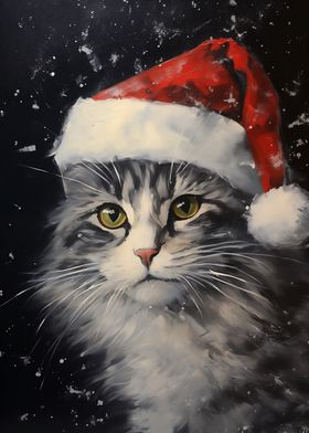 Cute Cat in Santa Hat