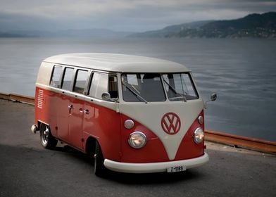 Vintage VW Bus by the Water