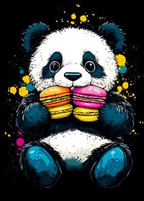 Panda Eating Macarons