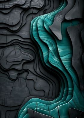 Abstract Teal and Gray Waves