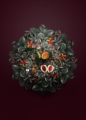 Vintage Peach Wreath Fruit Mandala