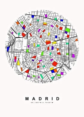 Madrid City Map Art