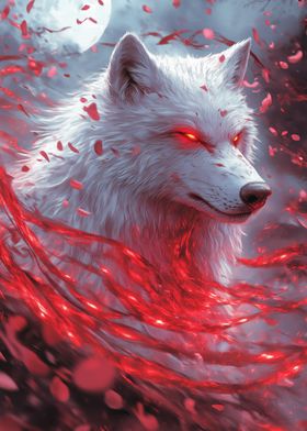 White Wolf with Red Eyes