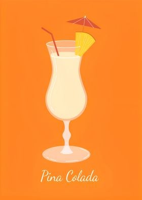 Pina Colada Cocktail retro