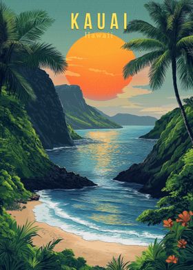 Kauai Hawaii Travel Poster