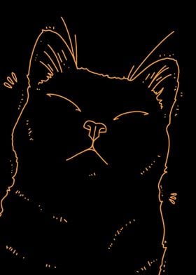 Orange Cat Line Art