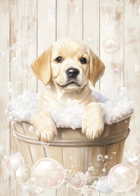 Golden Retriever Puppy Bath