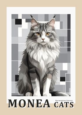 Norwegian Forest Cat - Abstract MONEA Poster 