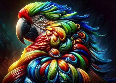 Rainbow Parrot Art