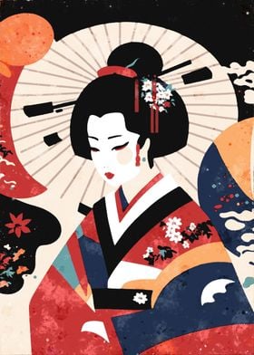 Geisha in Traditional Kimono