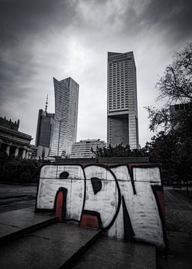 Urban Contrast: Street Art and Skyscrapers in Warsaw