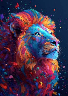 Colorful Lion Portrait