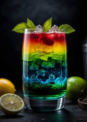 Rainbow Cocktail with Mint