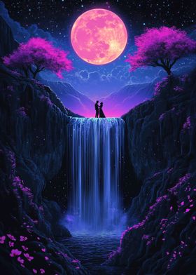 Couple Under Pink Moon