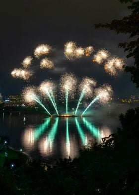 Fireworks Display Over Water