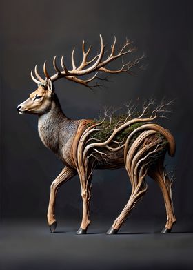 Deer with Tree Branches