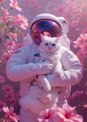 Astronaut Holding Cat Art