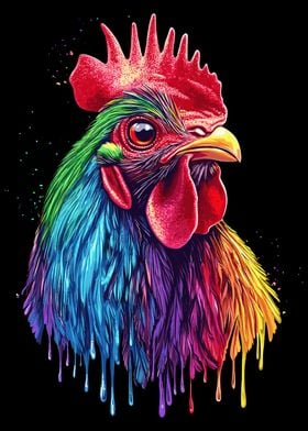 Pop Art Rainbow Rhode Island Red Rooster