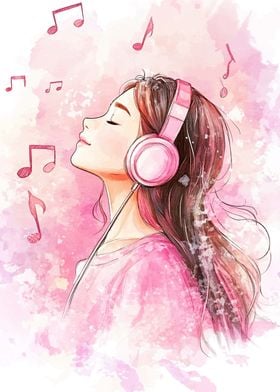 Girl Listening to Music