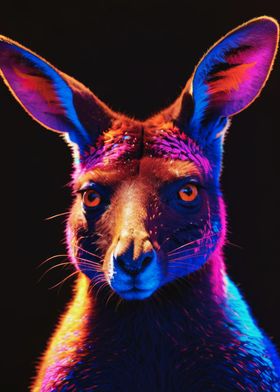 Blacklight Kangaroo Portrait