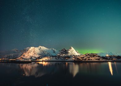 Northern Lights Mountain Landscape