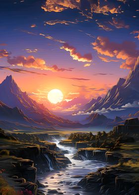 Mountain Sunset Landscape