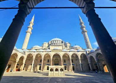 Mosque Courtyard View Turkey blue mosque fajr time 