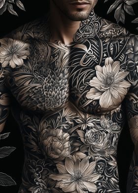 Floral Body Tattoo