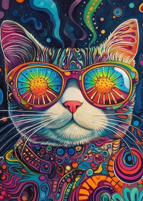 Psychedelic Cat Portrait