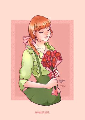 Anime Girl with Flowers