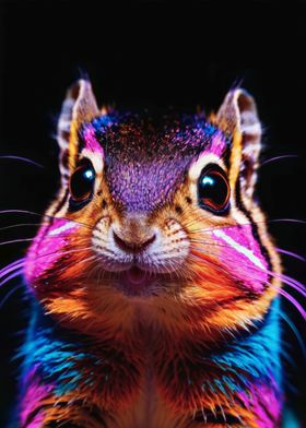 Blacklight Chipmunk Portrait