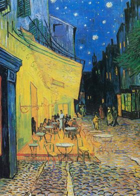 Vincent van Gogh's Café Terrace at Night (1888) famous painting.