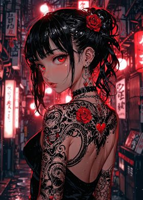 Anime Girl with Tattoo